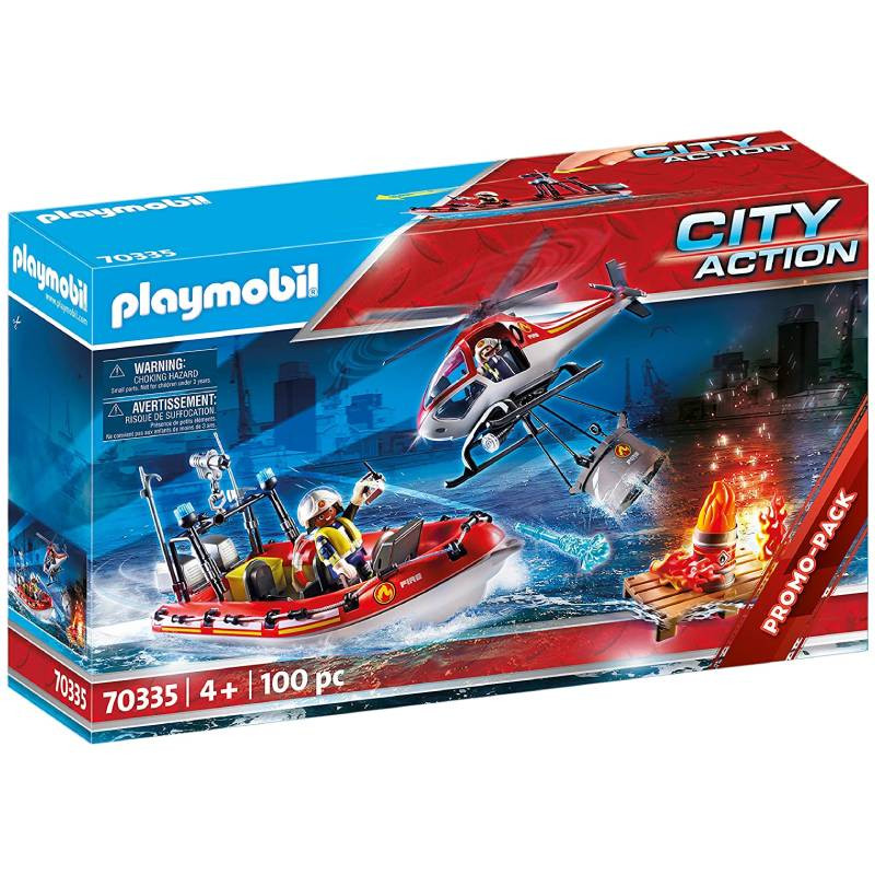 Playmobil City Action Operación de Bomberos con helicóptero y Barco 70335